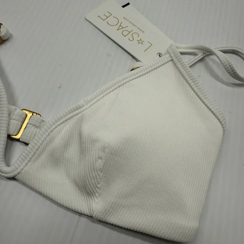 L Space Women's White Classic Wired Front Helena Bikini Top Swimwear Size XS NWT